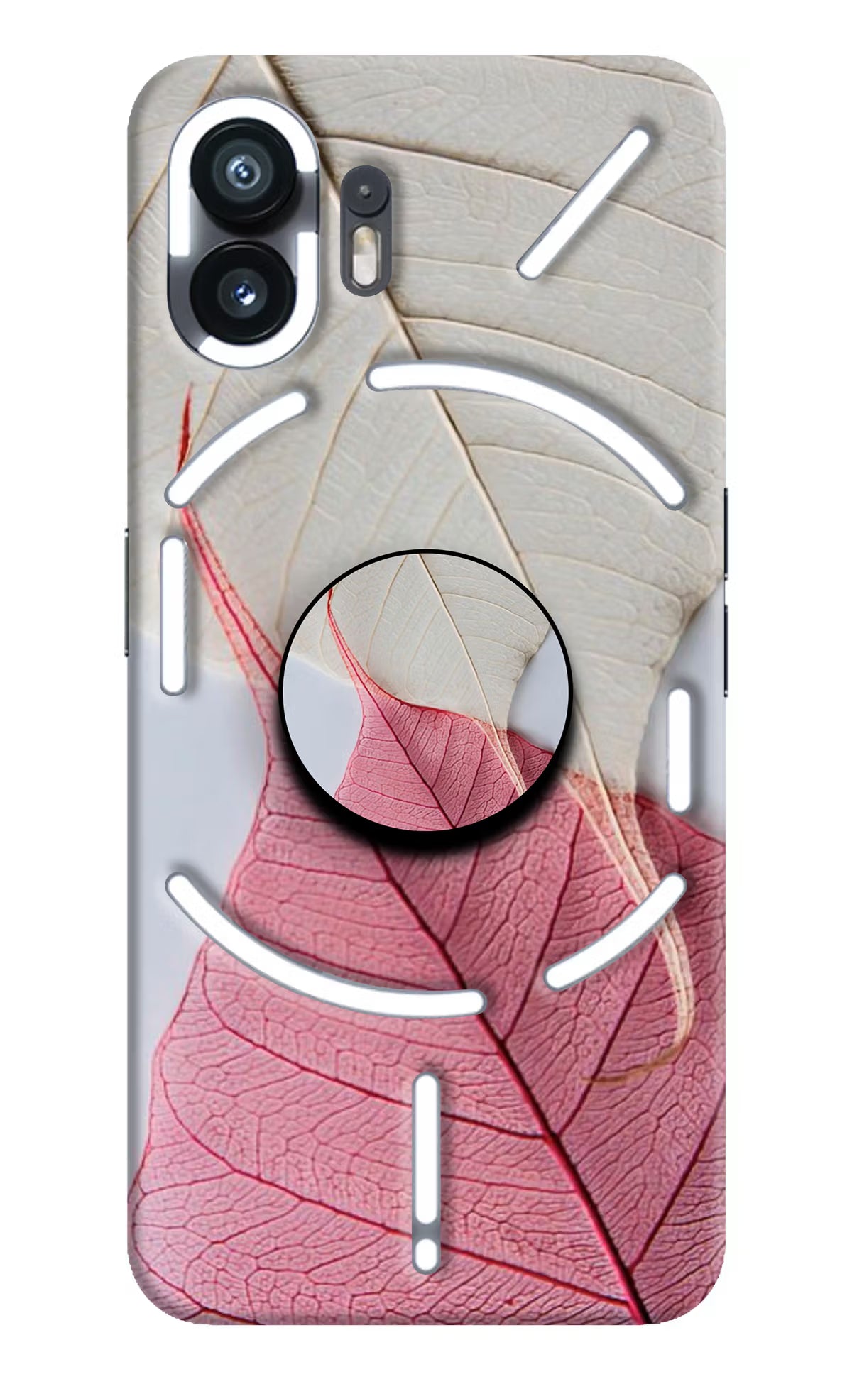 White Pink Leaf Nothing Phone 2 Pop Case by Casekaro
