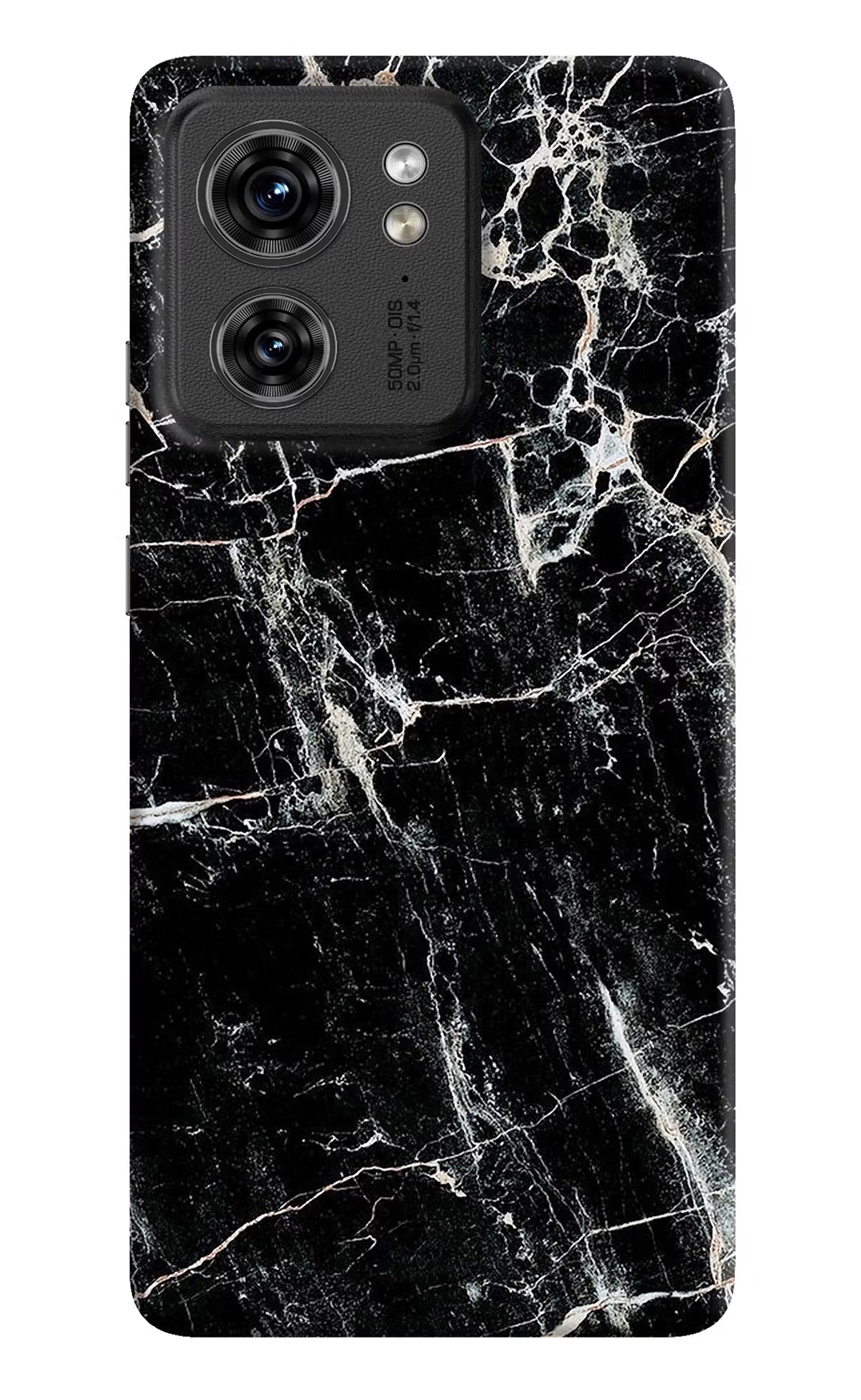 Black Marble Texture Moto Edge 40 Hard Case Back Cover by Casekaro