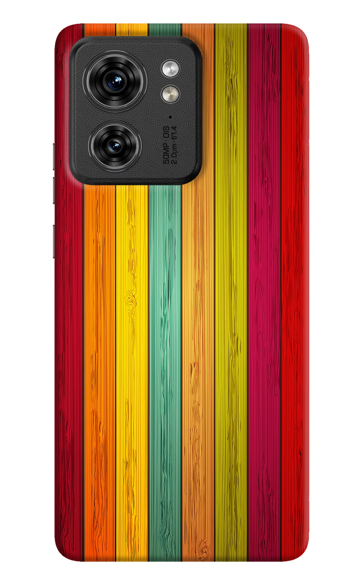 Multicolor Wooden Moto Edge 40 Back Cover