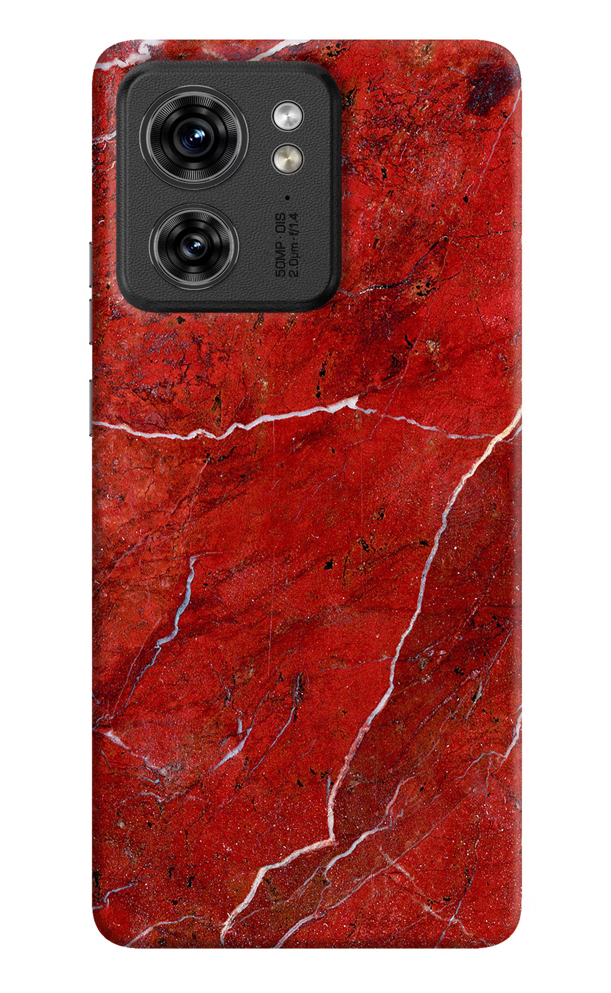 Red Marble Design Moto Edge 40 Hard Case Back Cover by Casekaro
