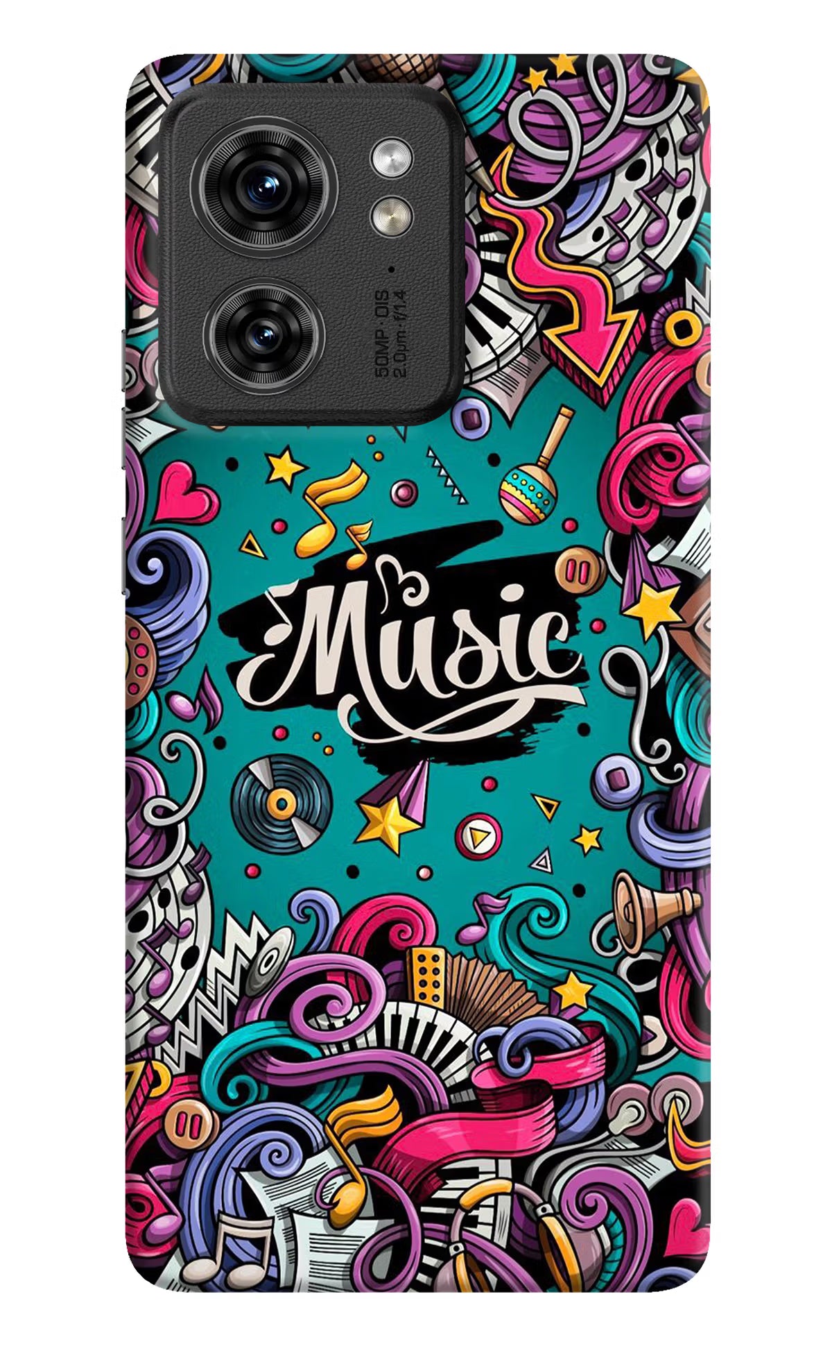 Music Graffiti Moto Edge 40 Hard Case Back Cover by Casekaro