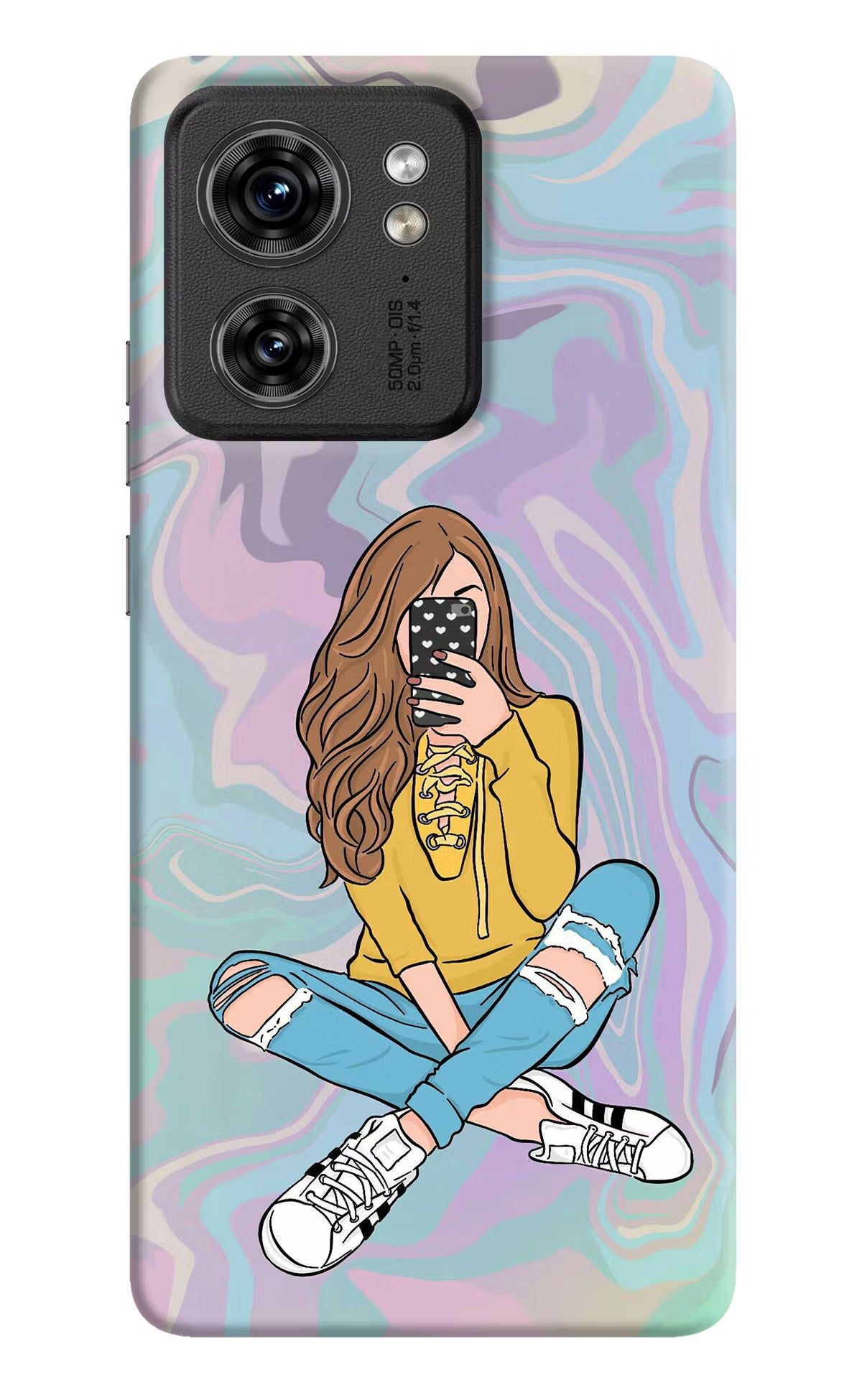 Selfie Girl Moto Edge 40 Hard Case Back Cover by Casekaro