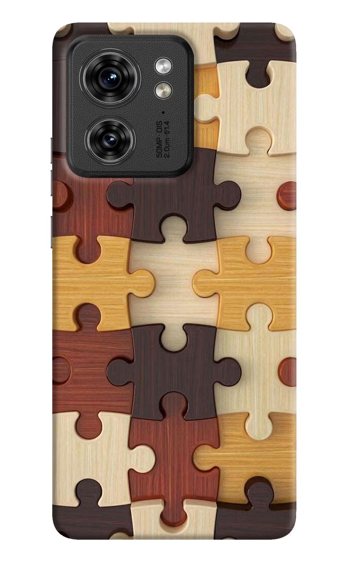 Wooden Puzzle Moto Edge 40 Hard Case Back Cover by Casekaro