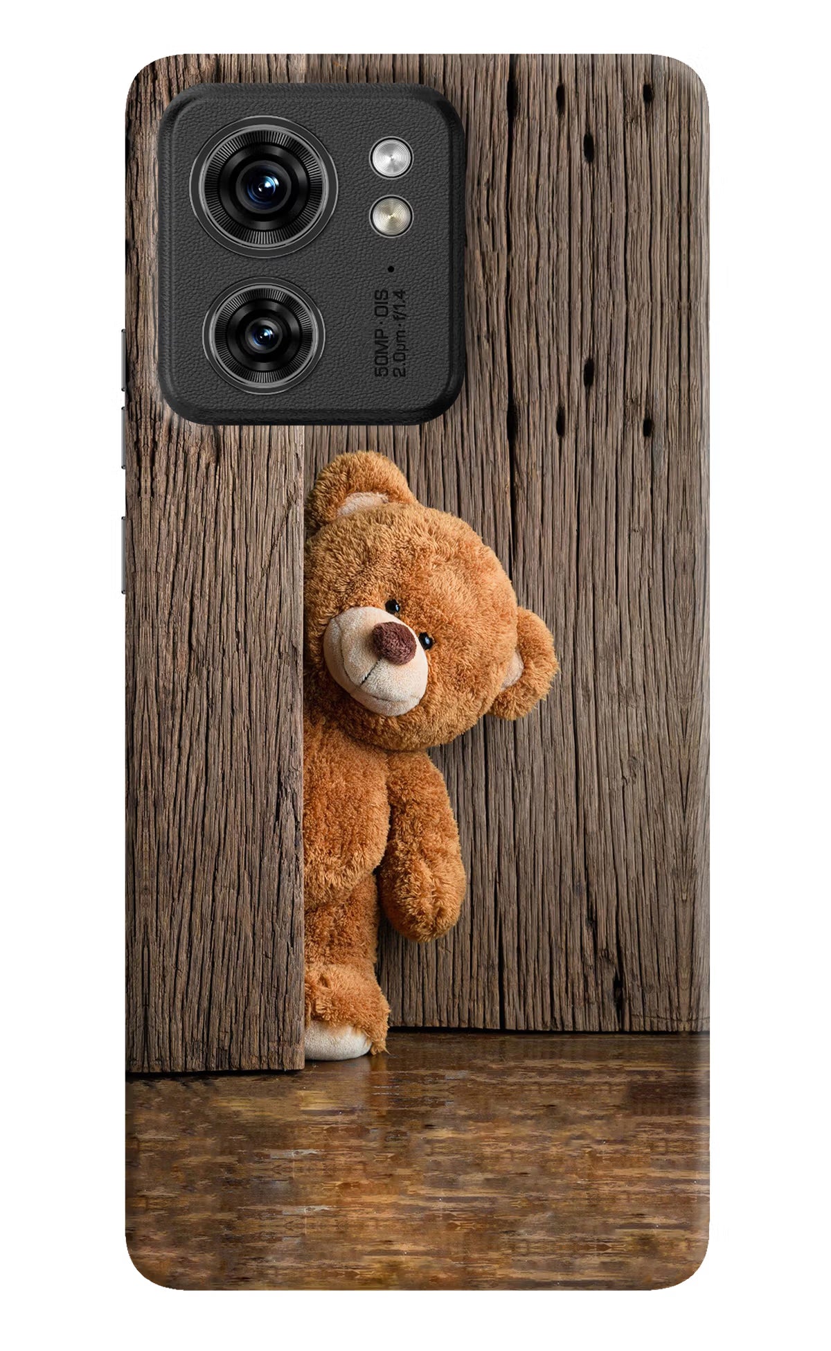 Teddy Wooden Moto Edge 40 Hard Case Back Cover by Casekaro