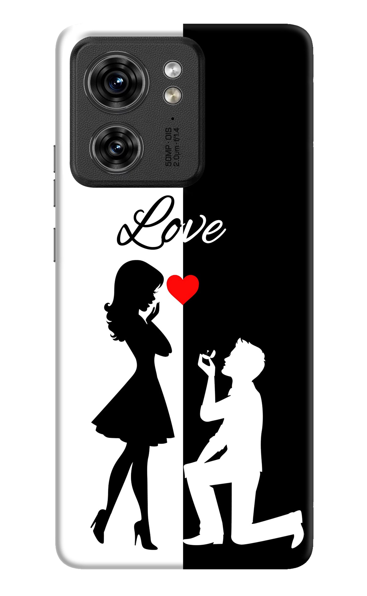 Love Propose Black And White Moto Edge 40 Back Cover