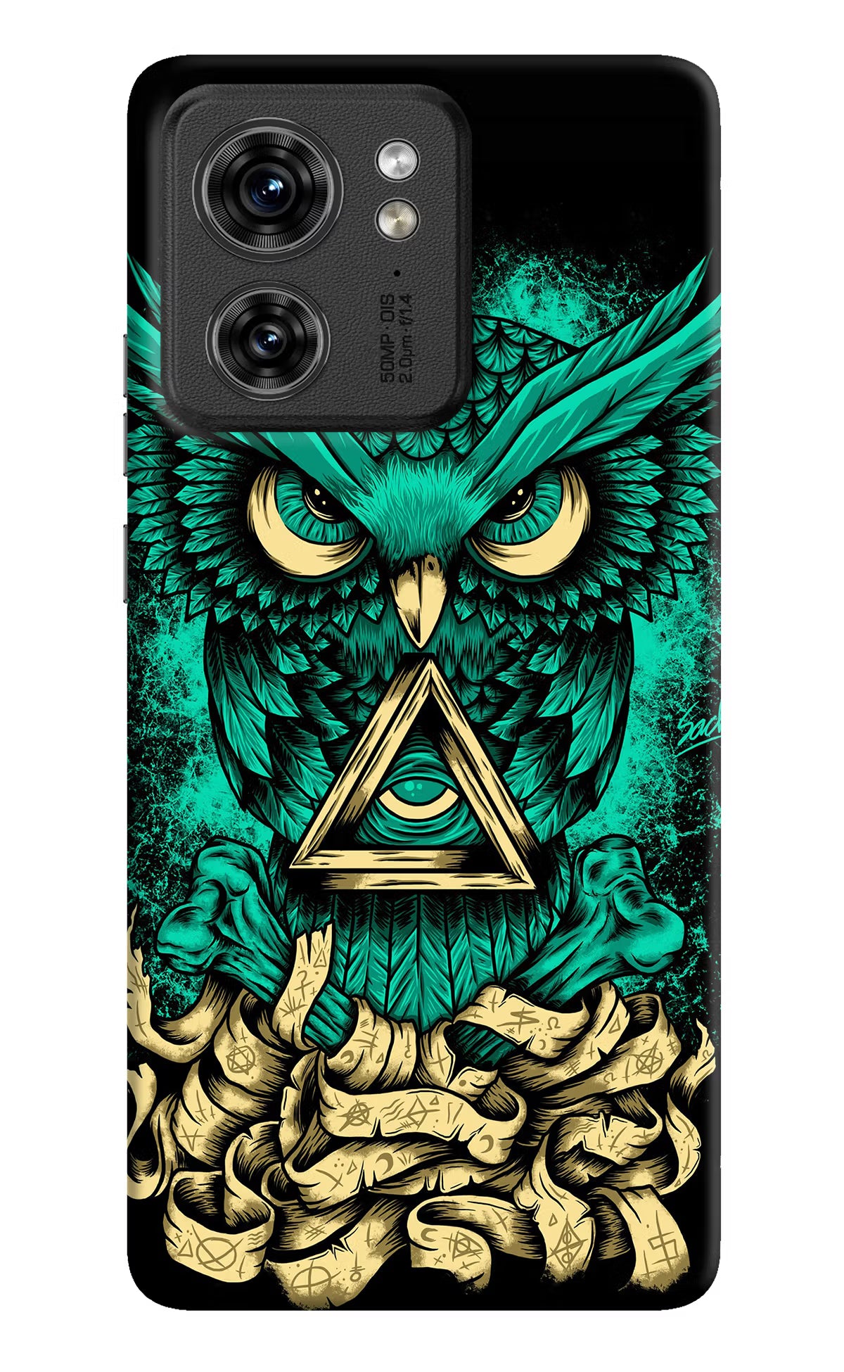 Green Owl Moto Edge 40 Hard Case Back Cover by Casekaro
