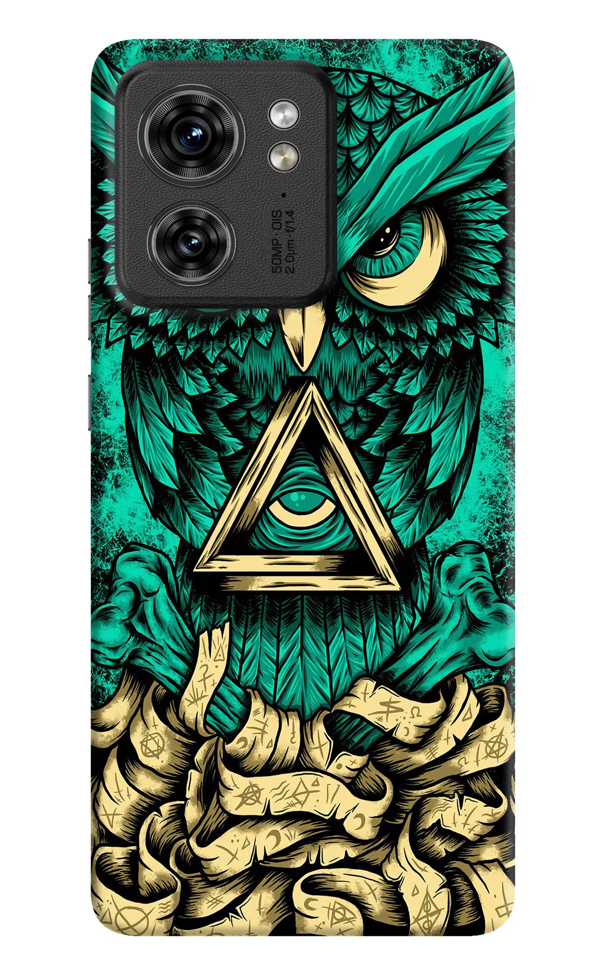 Green Owl Moto Edge 40 Hard Case Back Cover by Casekaro