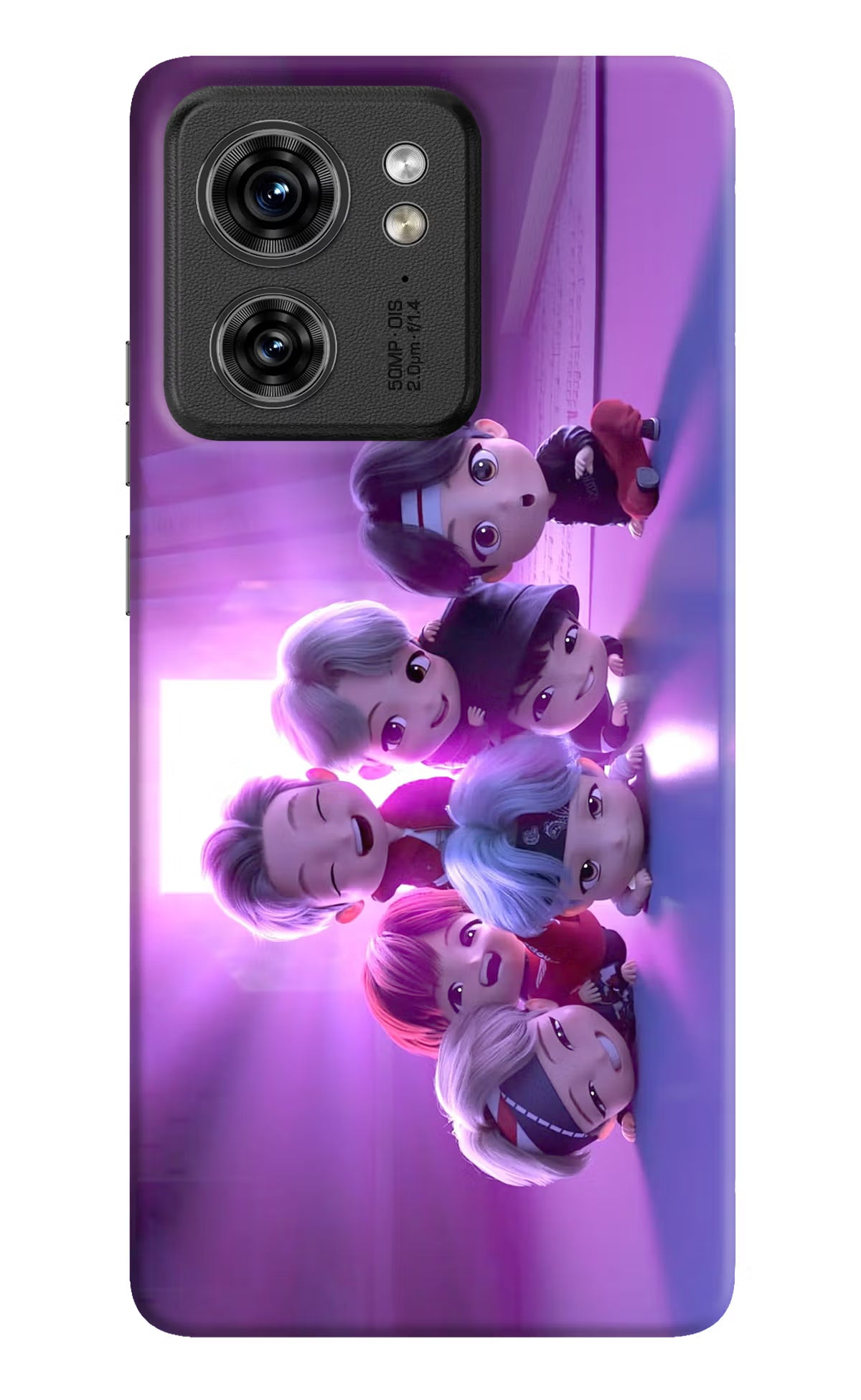 BTS Chibi Moto Edge 40 Hard Case Back Cover by Casekaro