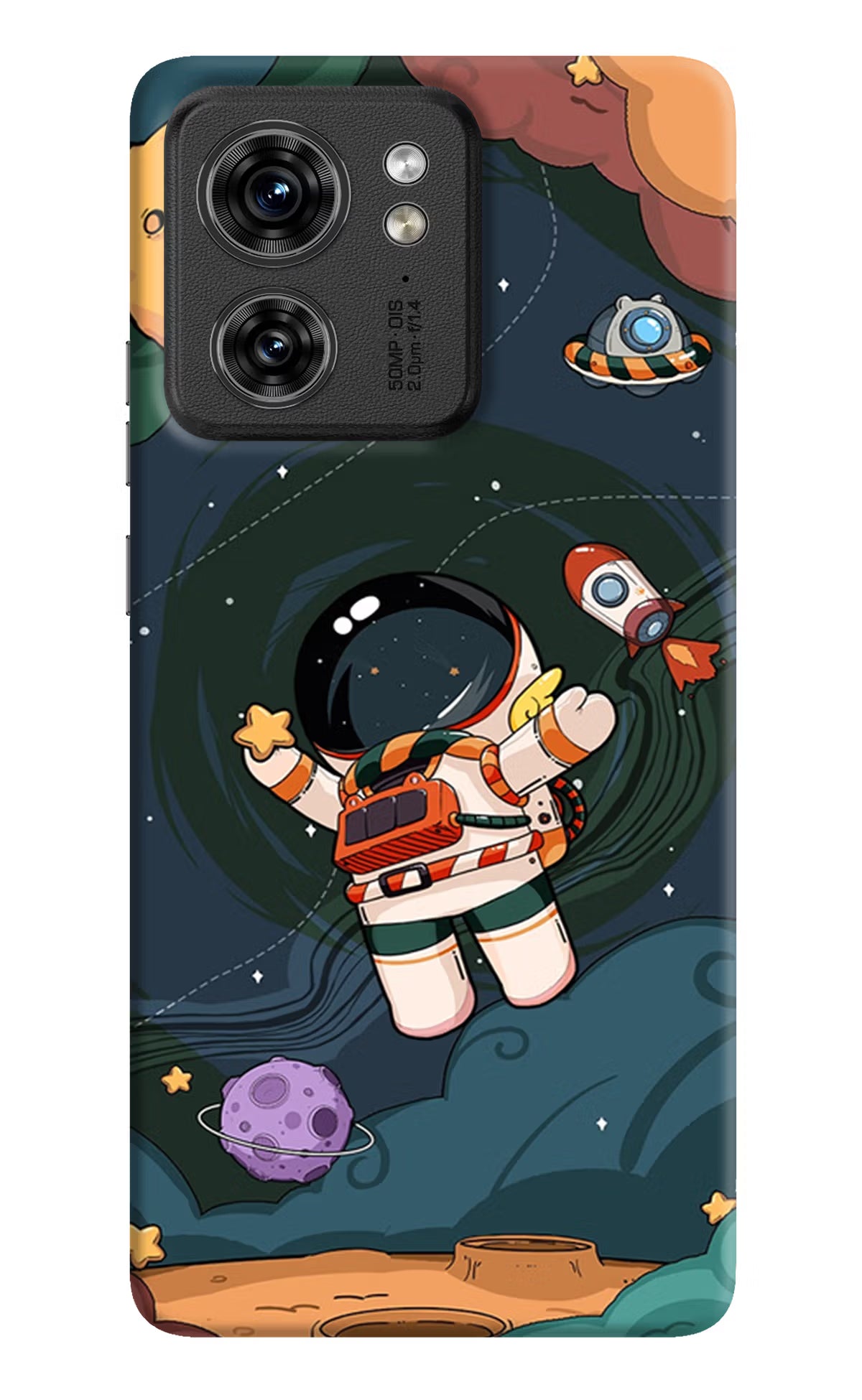 Cartoon Astronaut Moto Edge 40 Hard Case Back Cover by Casekaro
