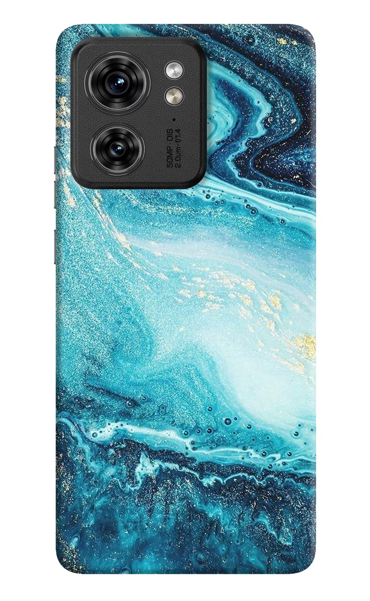Blue Glitter Marble Moto Edge 40 Hard Case Back Cover by Casekaro