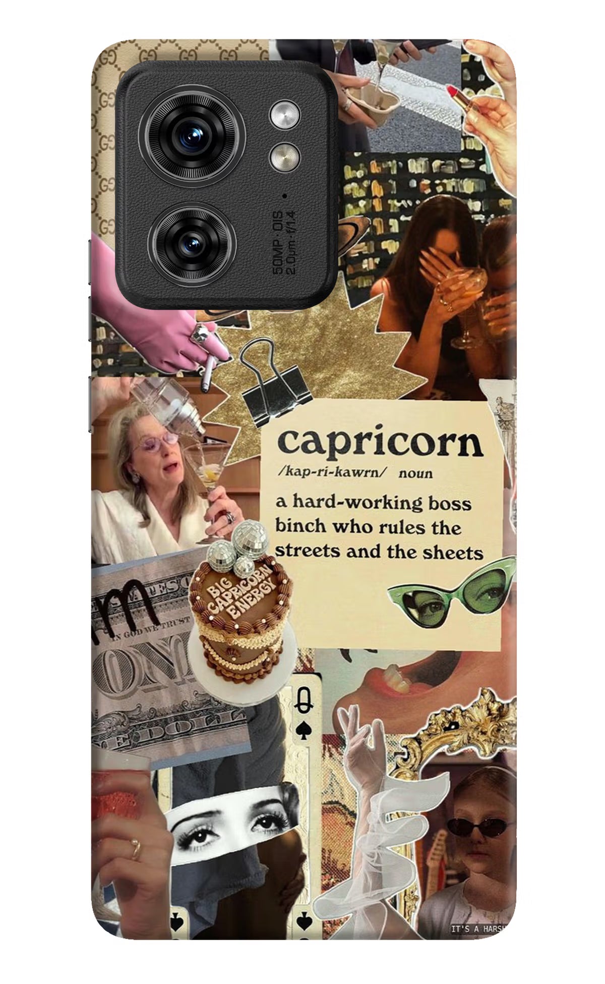 Capricorn Zodiac Moto Edge 40 Hard Case Back Cover by Casekaro