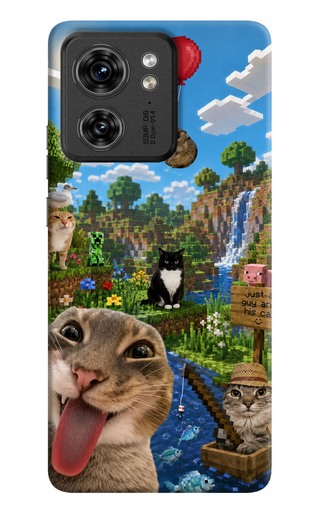Minecraft Cat Chaos Moto Edge 40 Hard Case Back Cover by Casekaro