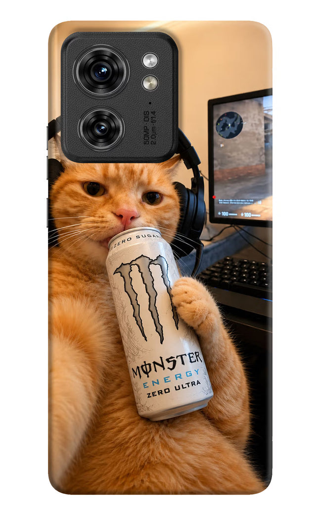 Gamer Cat Energy Moto Edge 40 Hard Case Back Cover by Casekaro
