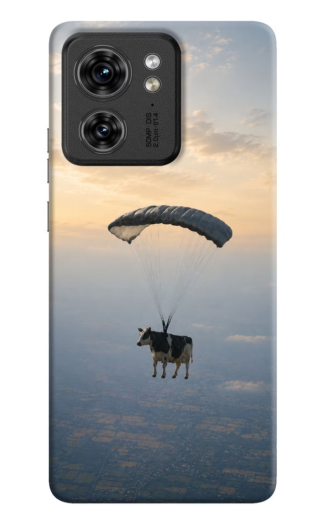 Skydiving Cow Moto Edge 40 Hard Case Back Cover by Casekaro
