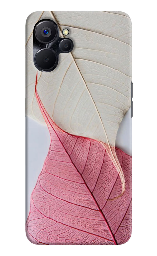 White Pink Leaf Realme 9i 5G Hard Case Back Cover by Casekaro