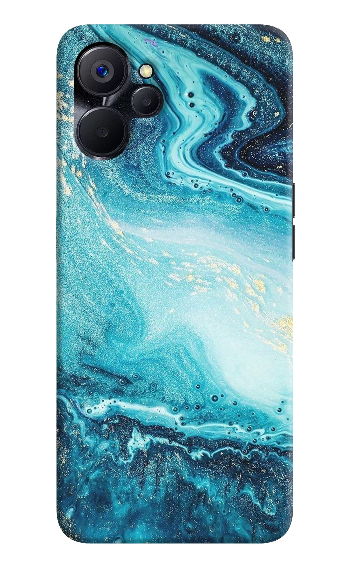 Blue Glitter Marble Realme 9i 5G Hard Case Back Cover by Casekaro