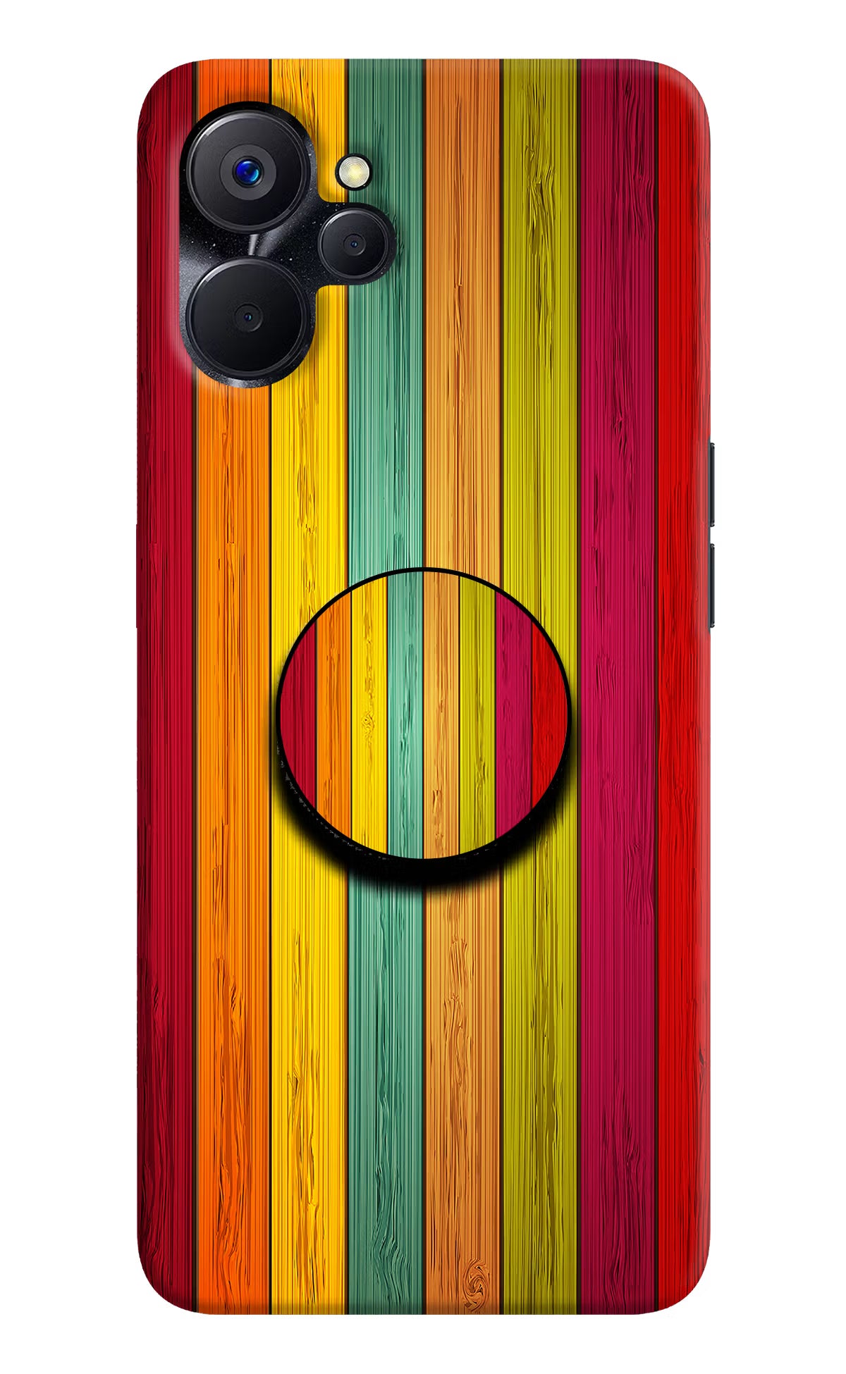 Multicolor Wooden Realme 9i 5G Pop Case by Casekaro