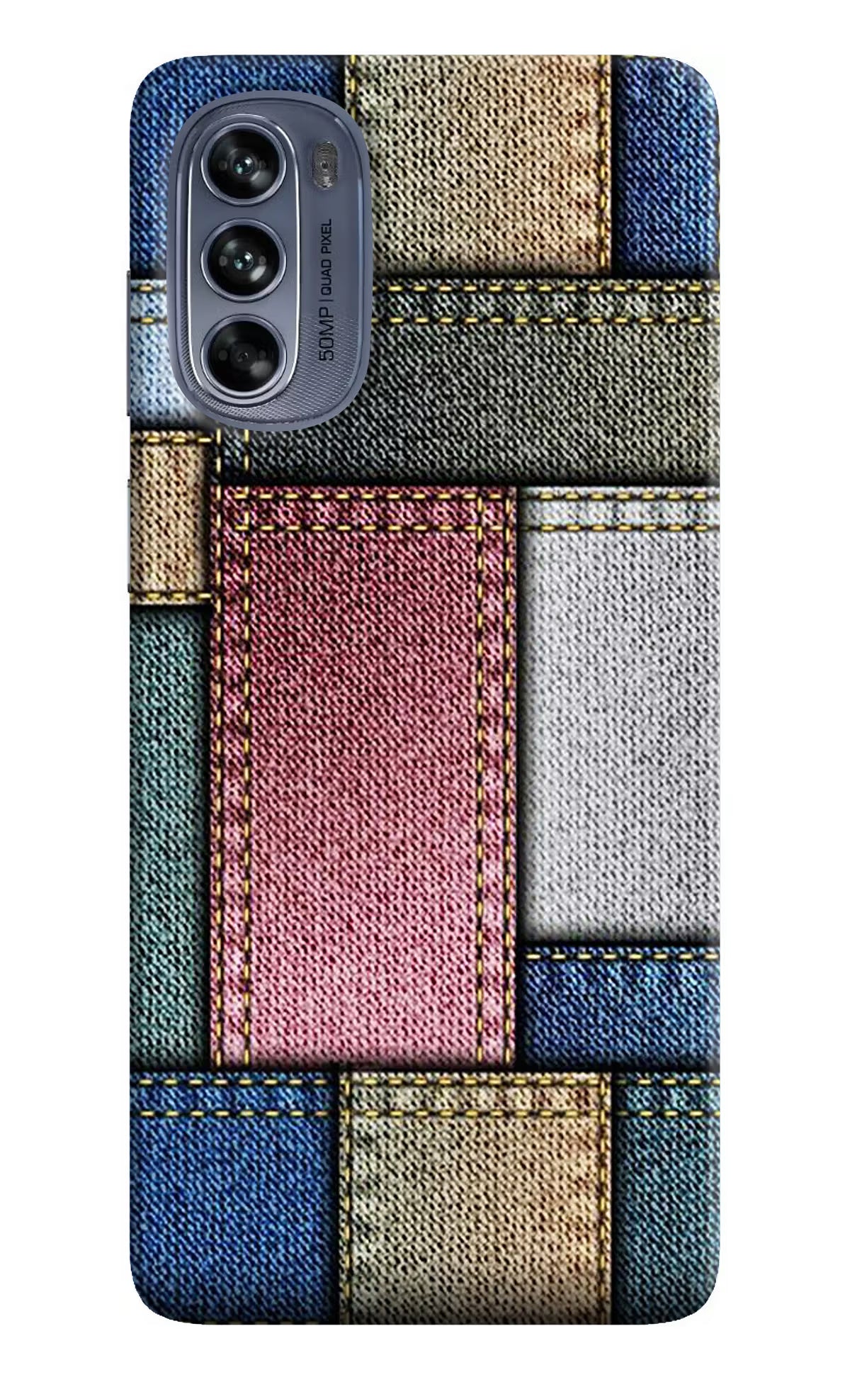 Multicolor Jeans Moto G62 5G Hard Case Back Cover by Casekaro