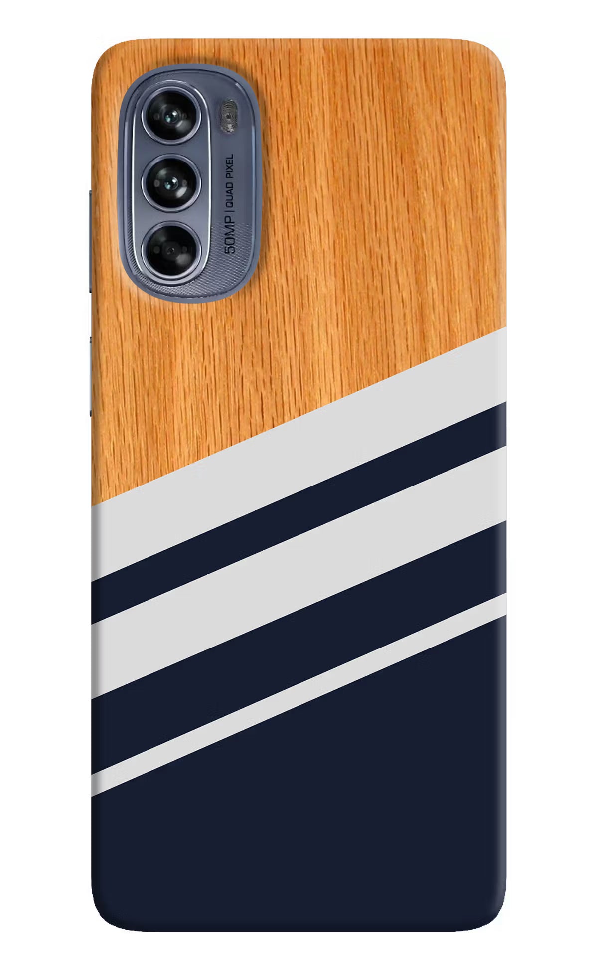 Blue and white wooden Moto G62 5G Hard Case Back Cover by Casekaro