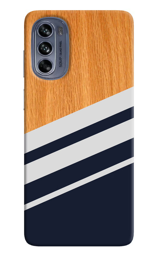 Blue and white wooden Moto G62 5G Hard Case Back Cover by Casekaro