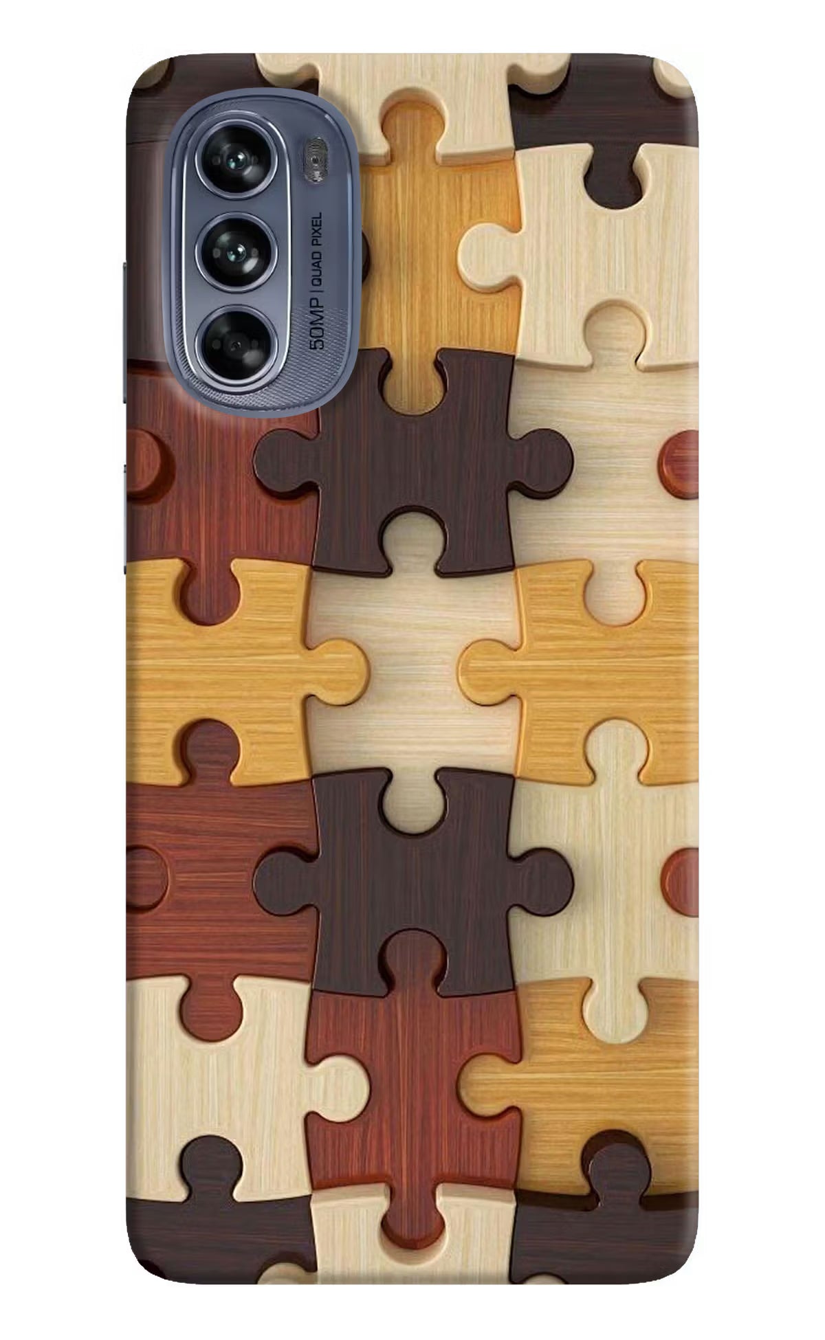 Wooden Puzzle Moto G62 5G Hard Case Back Cover by Casekaro