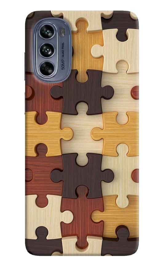 Wooden Puzzle Moto G62 5G Hard Case Back Cover by Casekaro