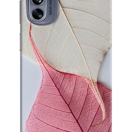 White Pink Leaf Moto G62 5G Hard Case Back Cover by Casekaro