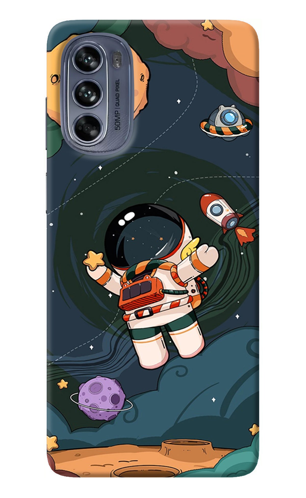 Cartoon Astronaut Moto G62 5G Back Cover