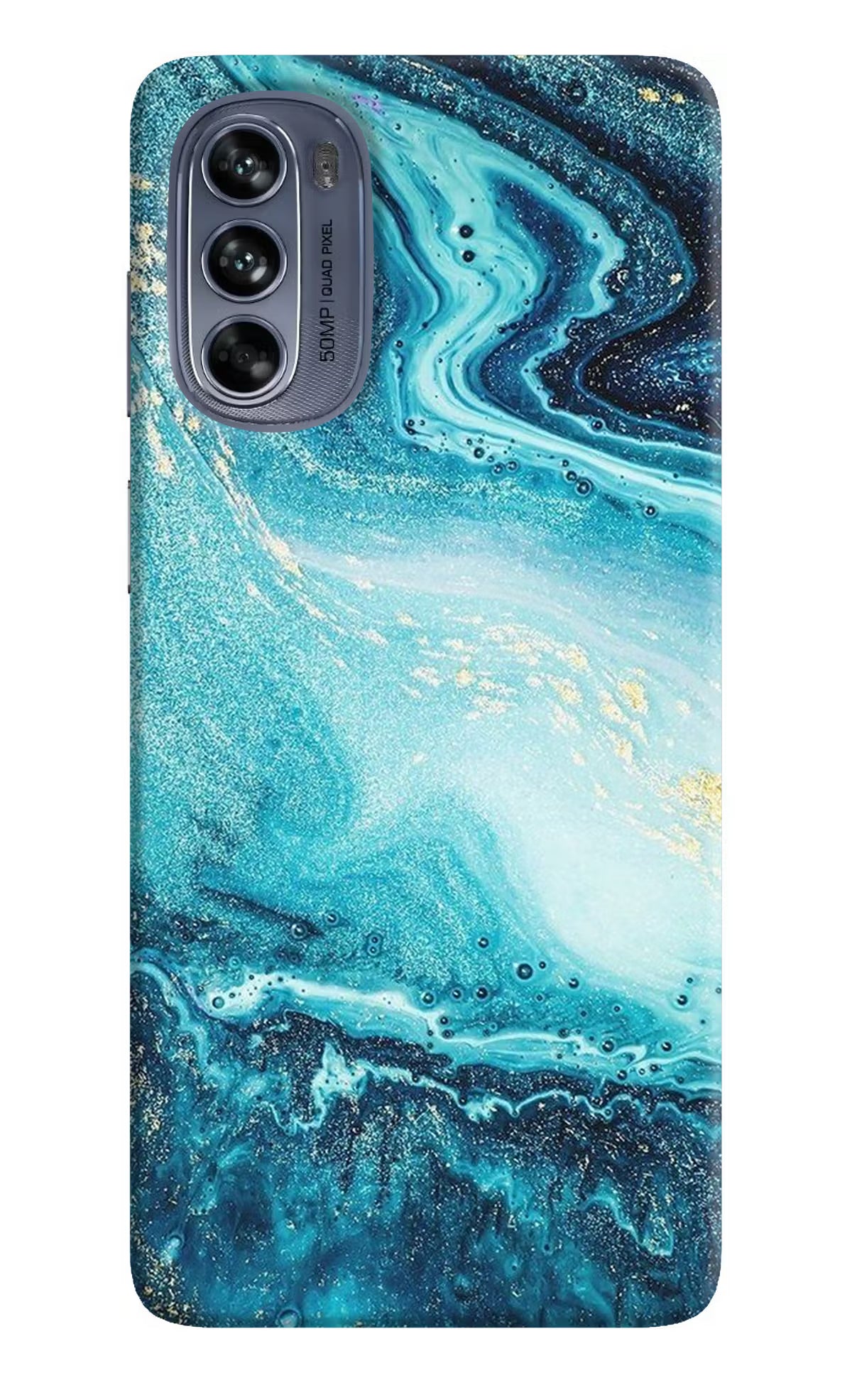 Blue Glitter Marble Moto G62 5G Hard Case Back Cover by Casekaro