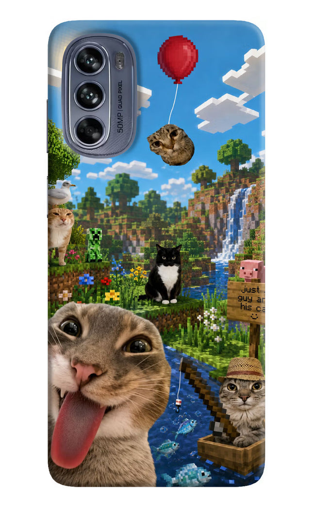 Minecraft Cat Chaos Moto G62 5G Hard Case Back Cover by Casekaro