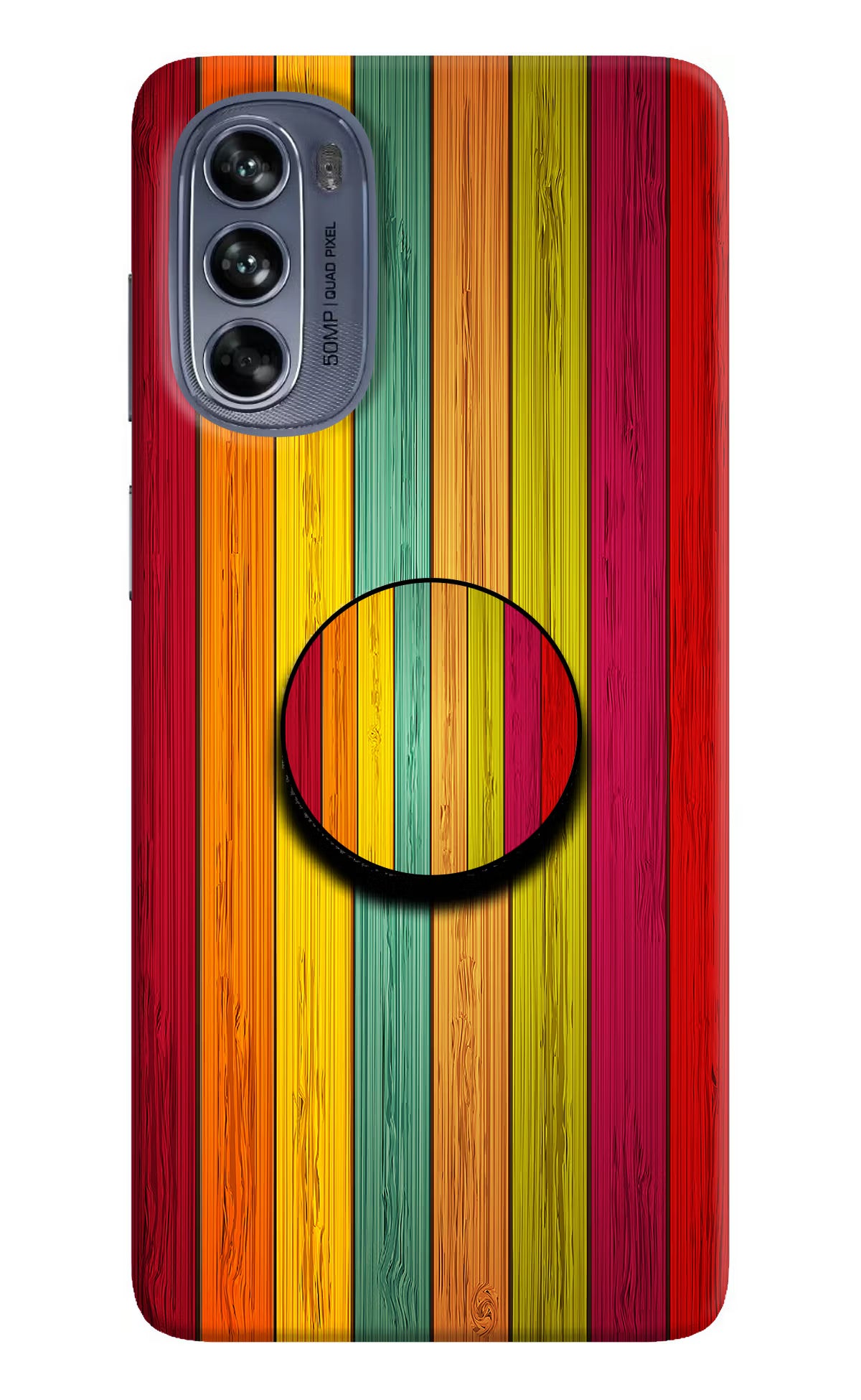 Multicolor Wooden Moto G62 5G Pop Case by Casekaro