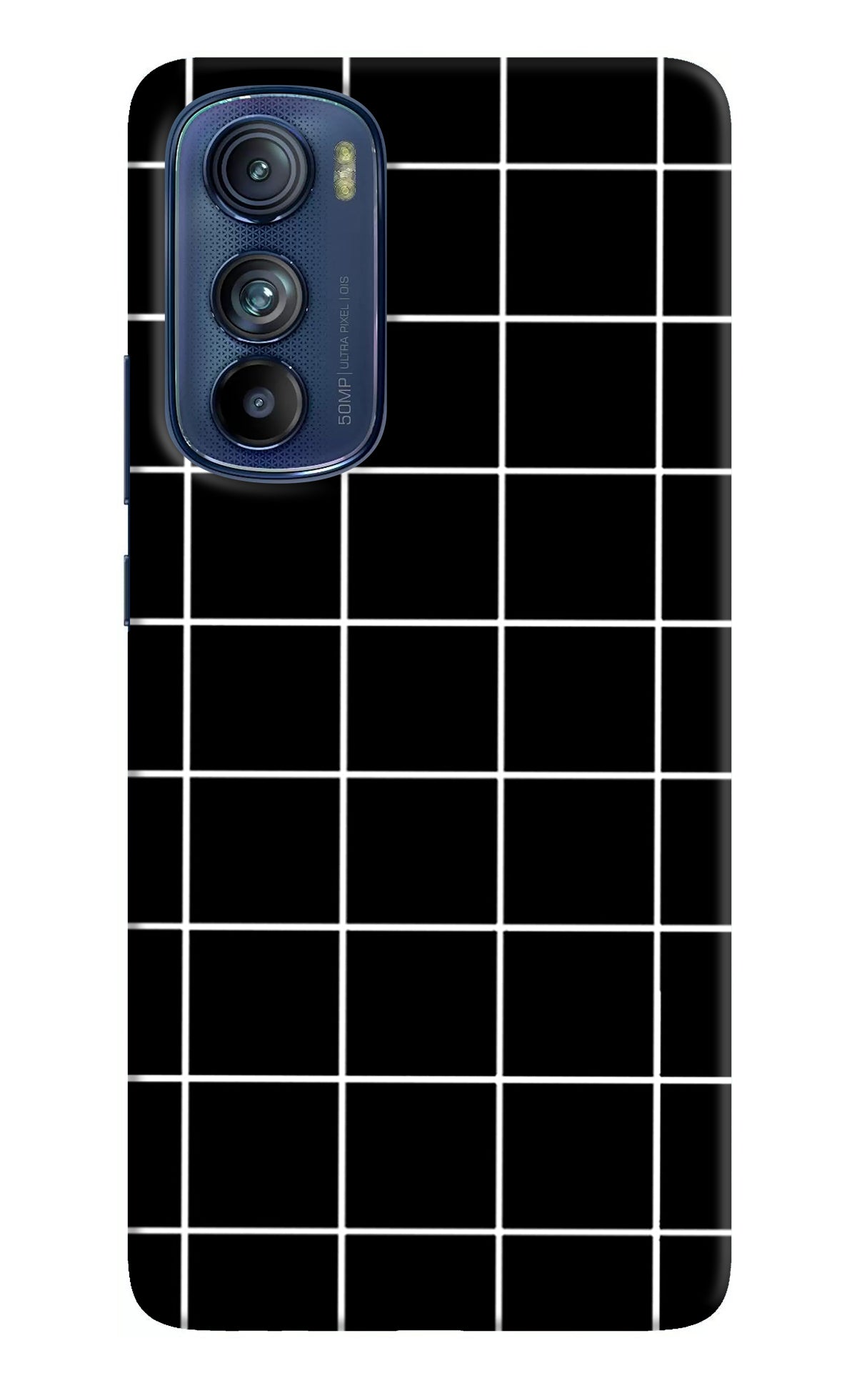 White Grid Moto Edge 30 Back Cover