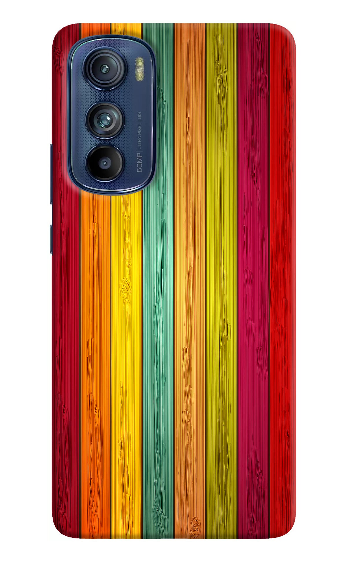 Multicolor Wooden Moto Edge 30 Back Cover