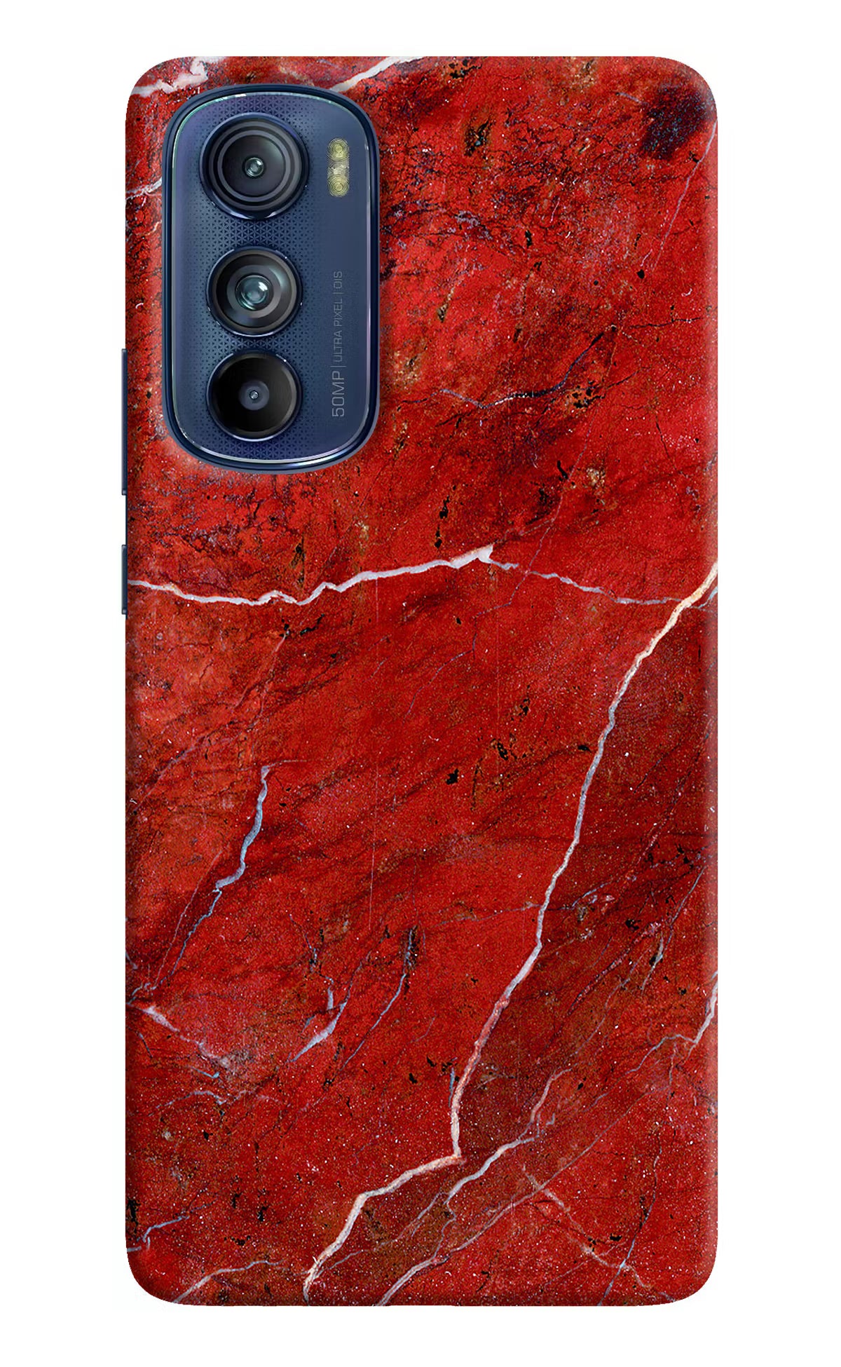 Red Marble Design Moto Edge 30 Hard Case Back Cover by Casekaro