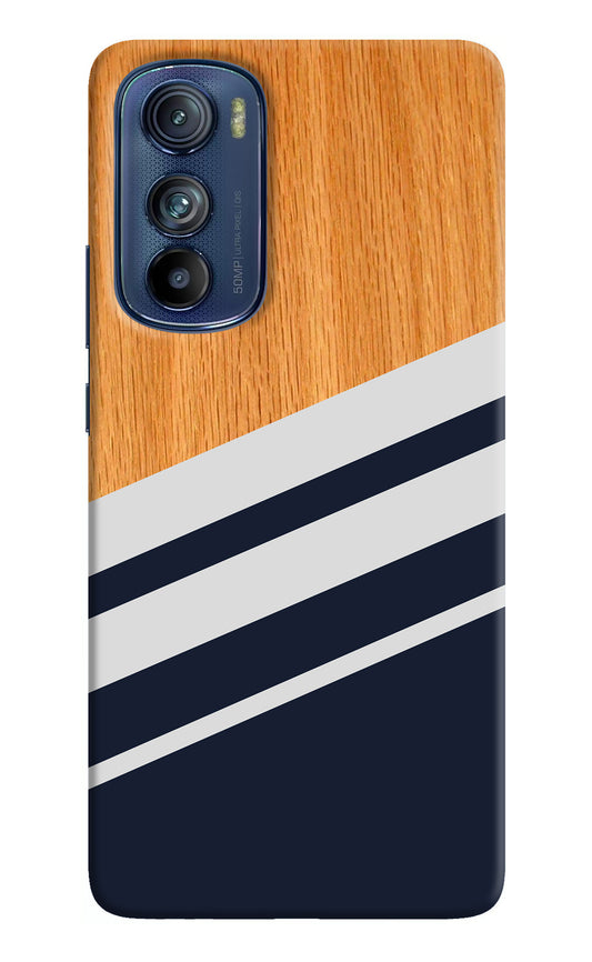 Blue and white wooden Moto Edge 30 Back Cover