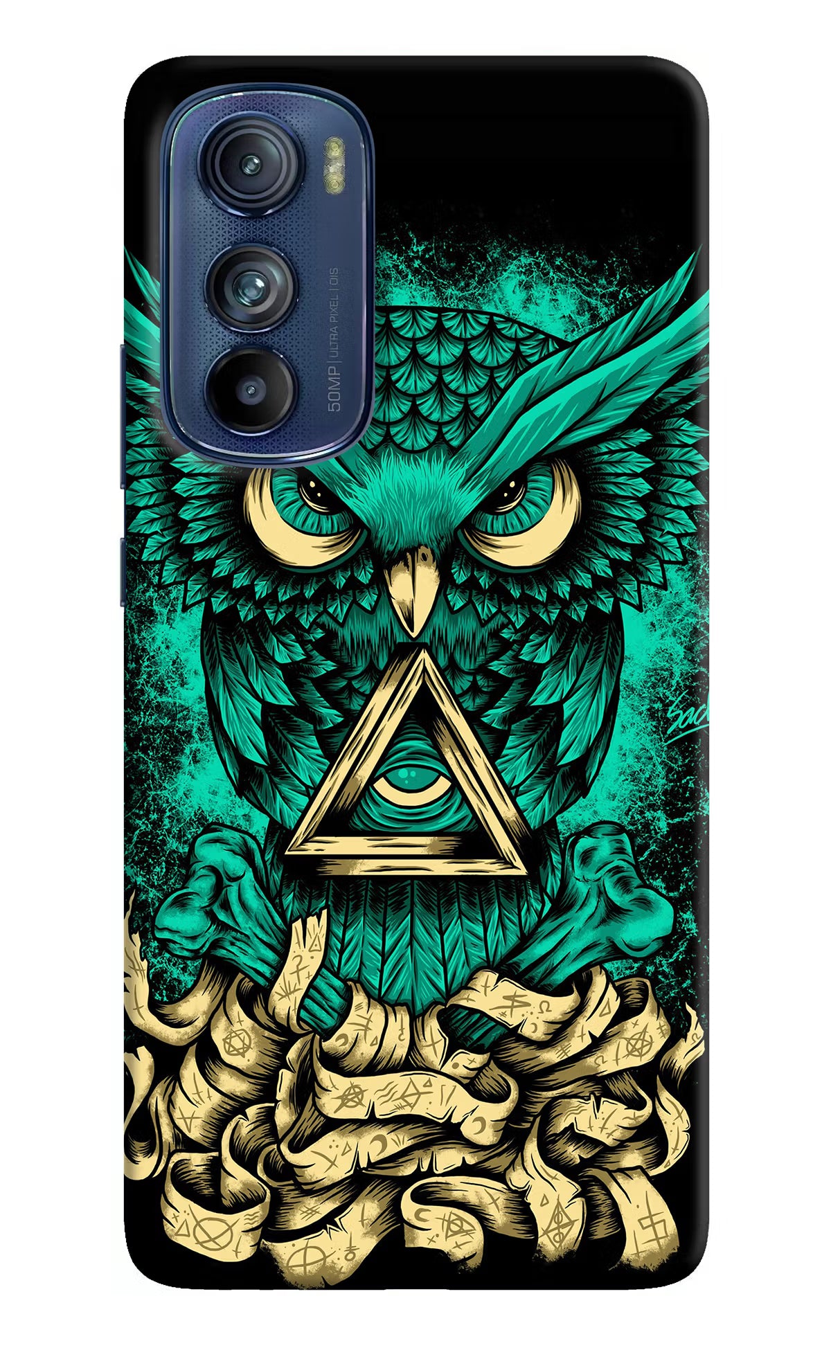 Green Owl Moto Edge 30 Hard Case Back Cover by Casekaro