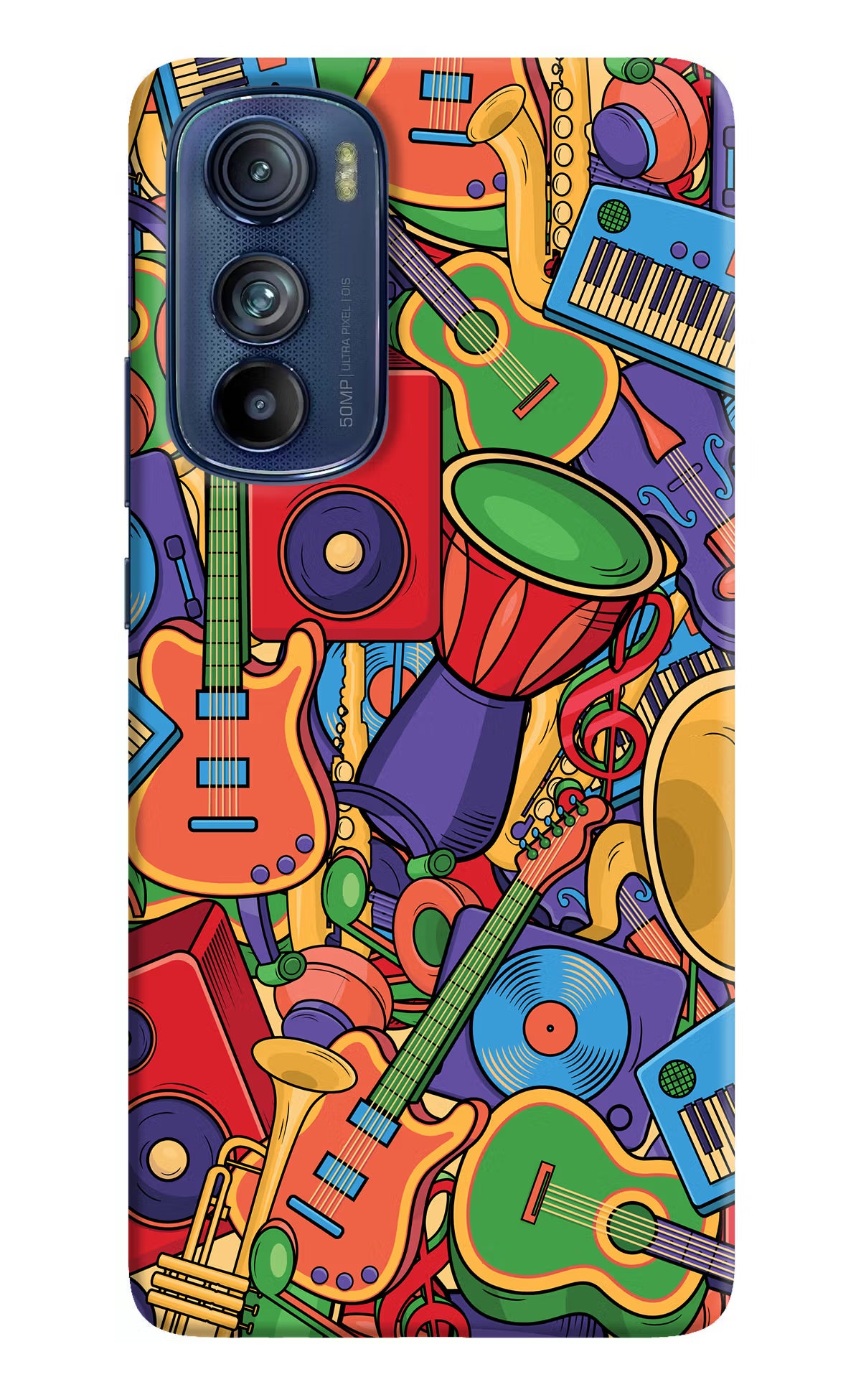 Music Instrument Doodle Moto Edge 30 Hard Case Back Cover by Casekaro
