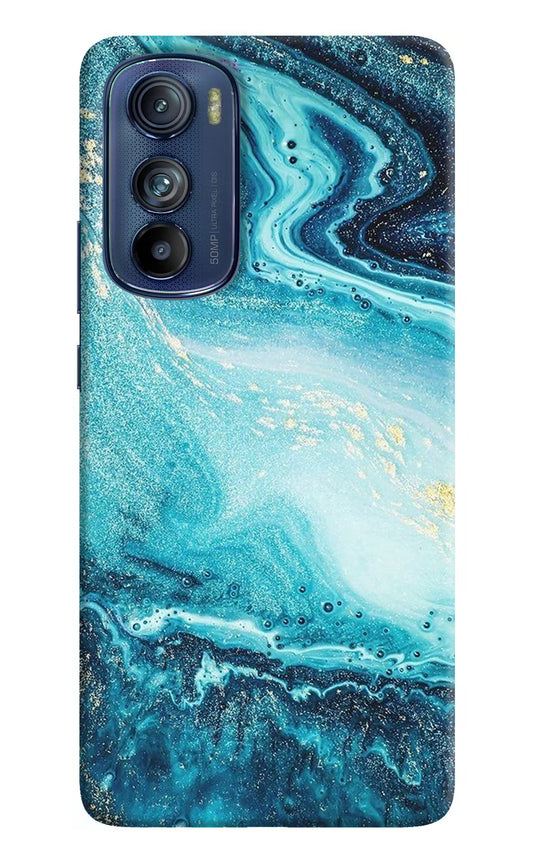 Blue Glitter Marble Moto Edge 30 Hard Case Back Cover by Casekaro