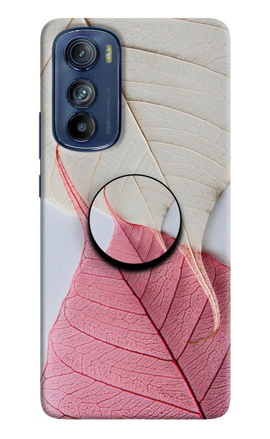 White Pink Leaf Moto Edge 30 Pop Case