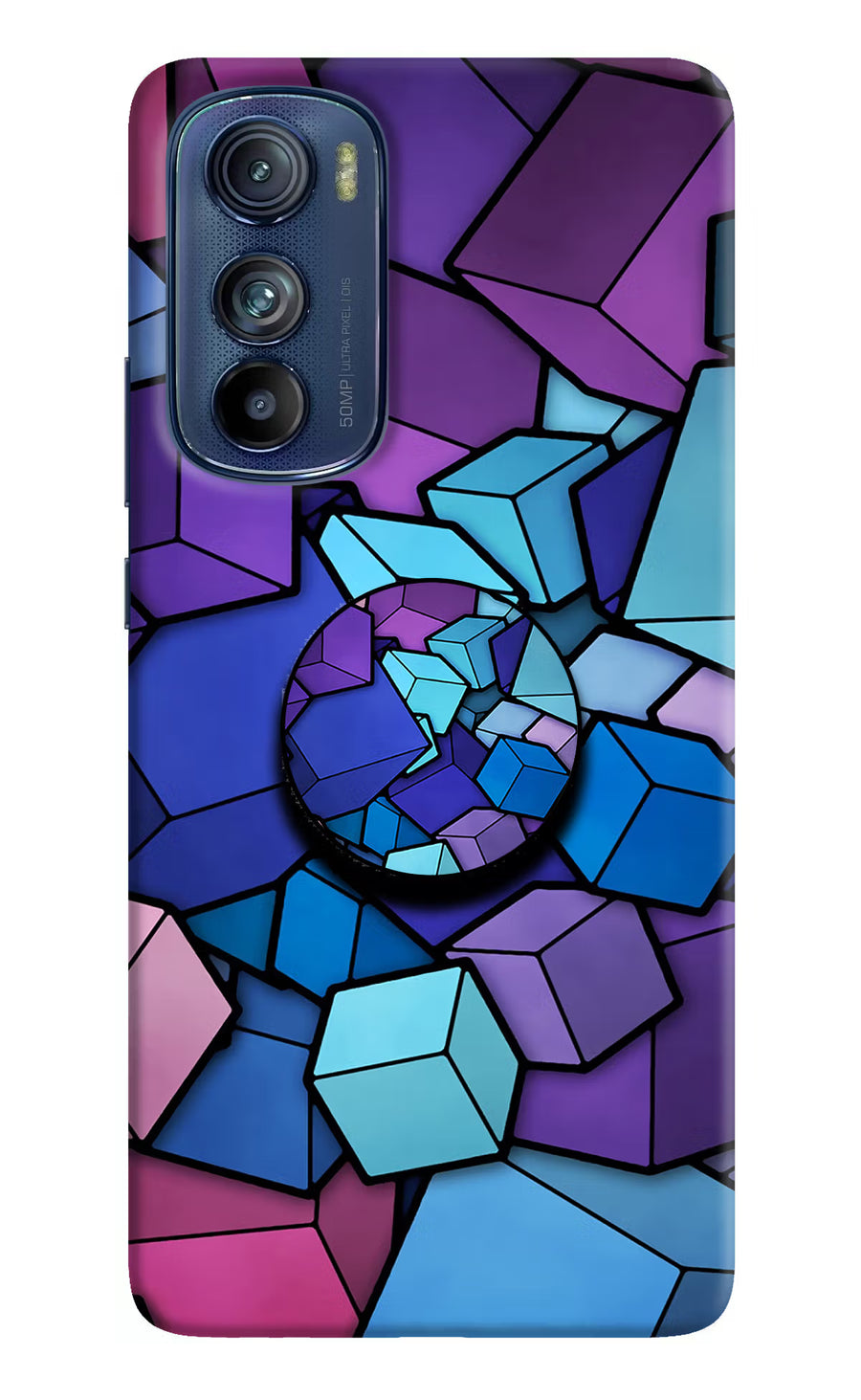 Cubic Abstract Moto Edge 30 Pop Case, Hard case