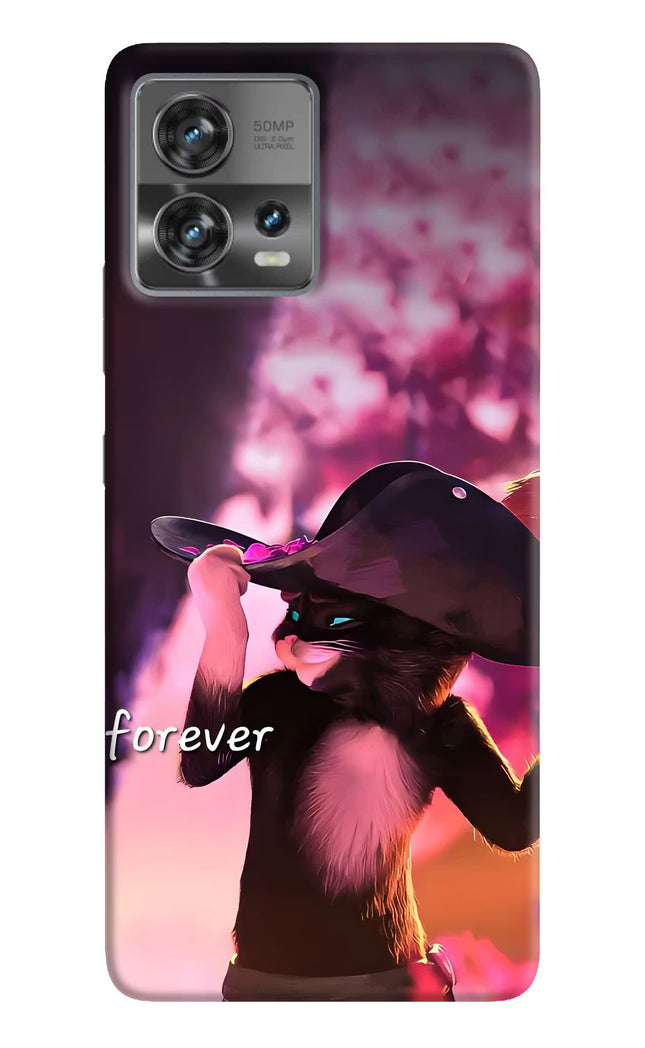 Forever Cat Moto Edge 30 Fusion Hard Case Back Cover by Casekaro