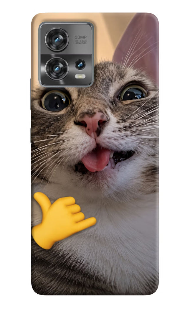 Silly Cat Call Moto Edge 30 Fusion Hard Case Back Cover by Casekaro