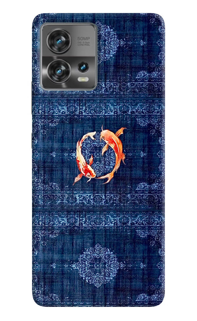 Koi Blue Moto Edge 30 Fusion Hard Case Back Cover by Casekaro