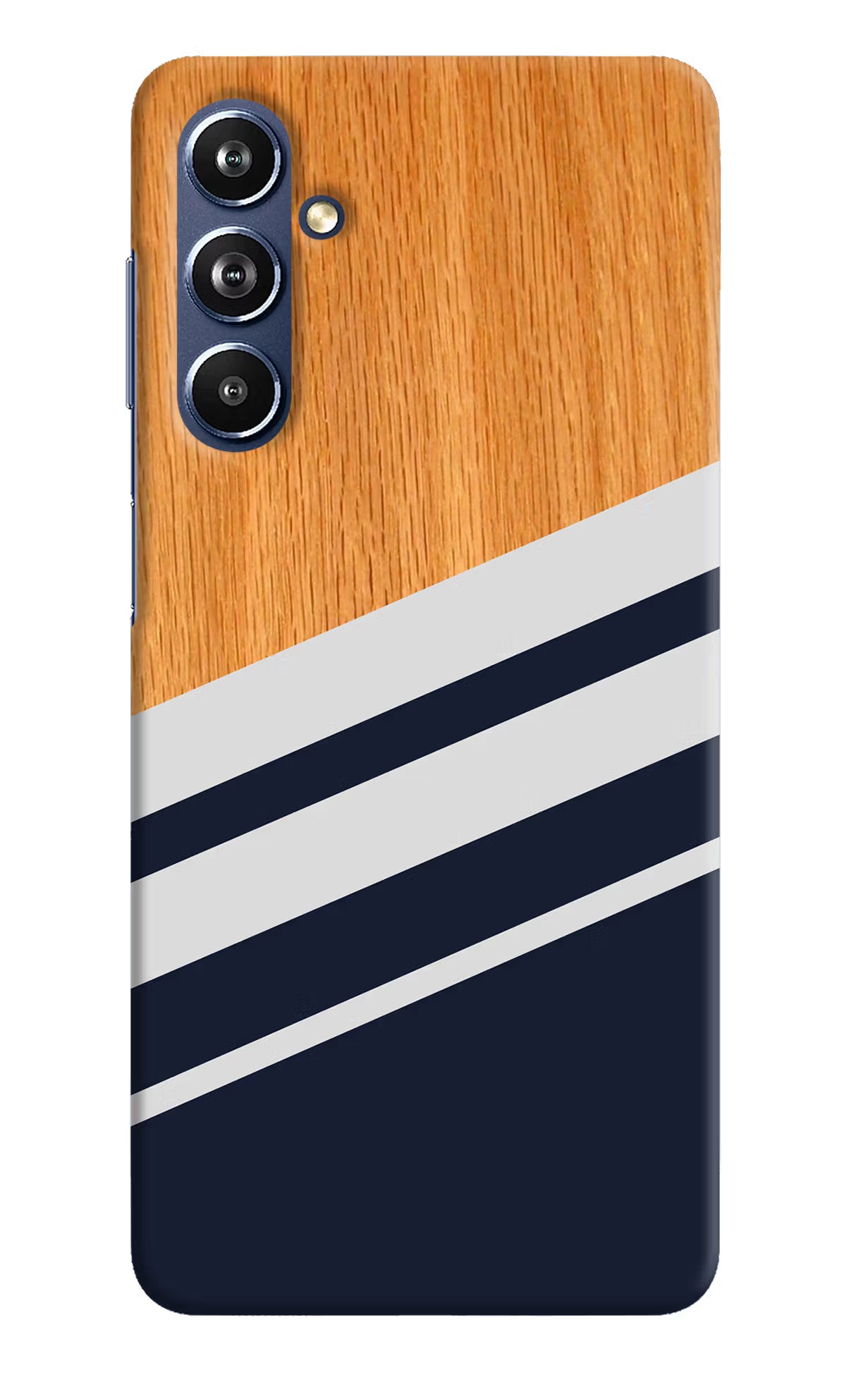 Blue and white wooden Samsung F54 5G Hard Case Back Cover by Casekaro