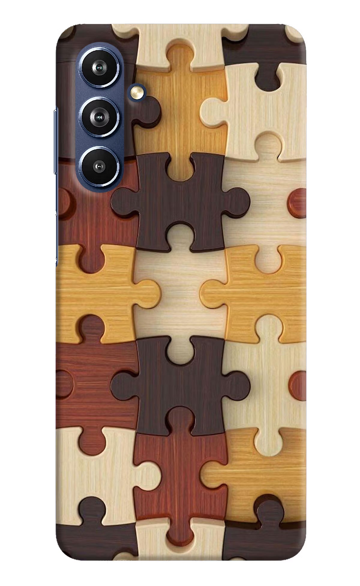 Wooden Puzzle Samsung F54 5G Hard Case Back Cover by Casekaro