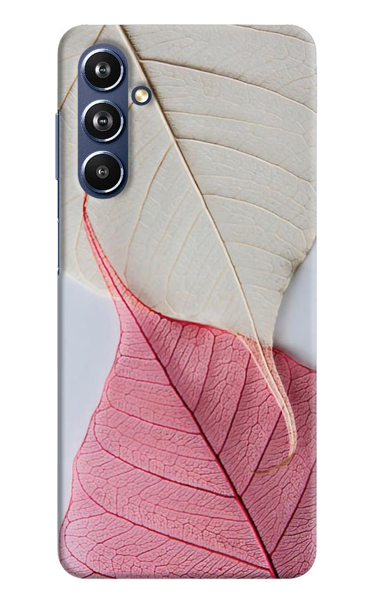 White Pink Leaf Samsung F54 5G Hard Case Back Cover by Casekaro