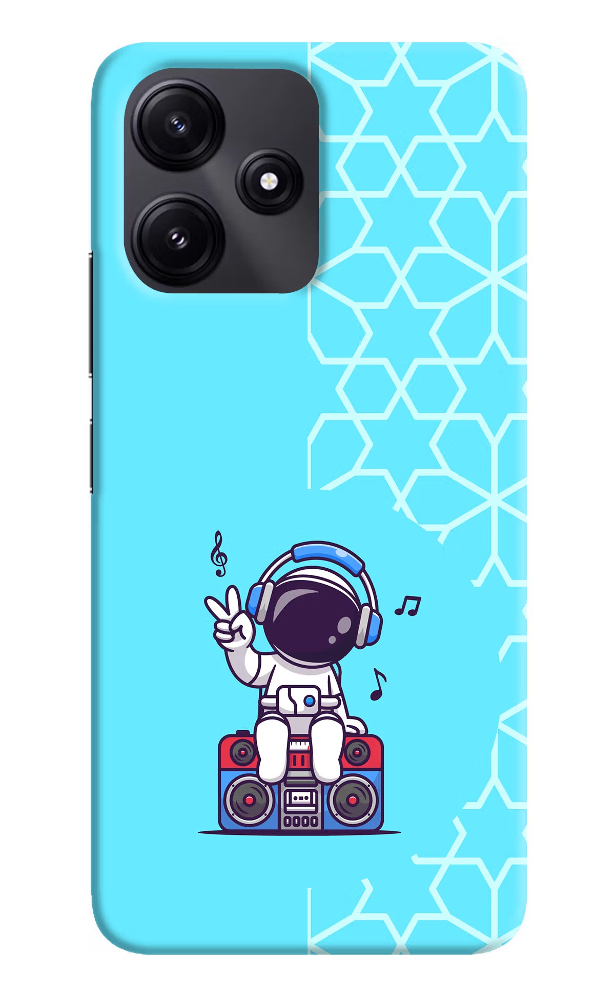 Cute Astronaut Chilling Poco M6 Pro 5G Hard Case Back Cover by Casekaro