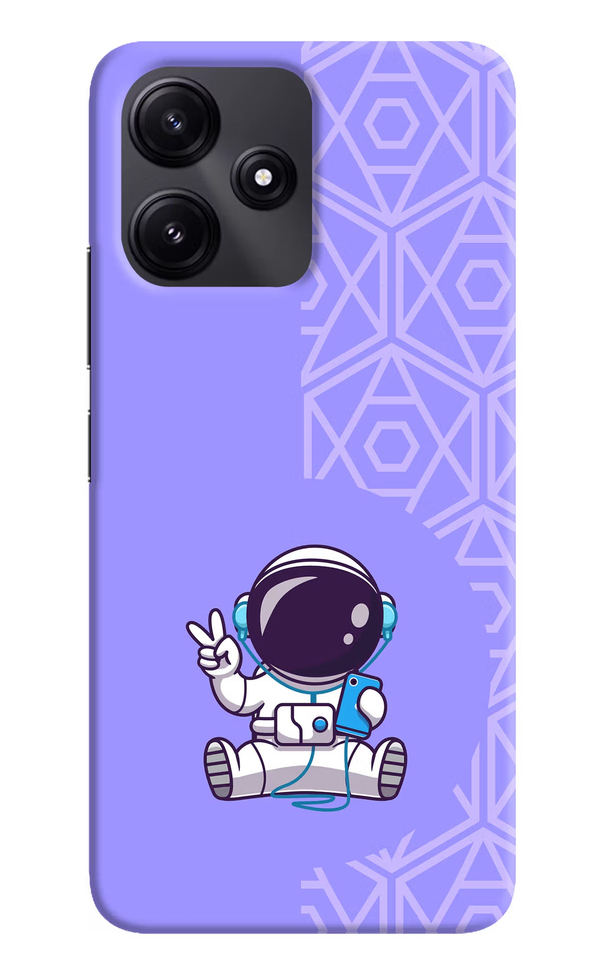 Cute Astronaut Chilling Poco M6 Pro 5G Hard Case Back Cover by Casekaro