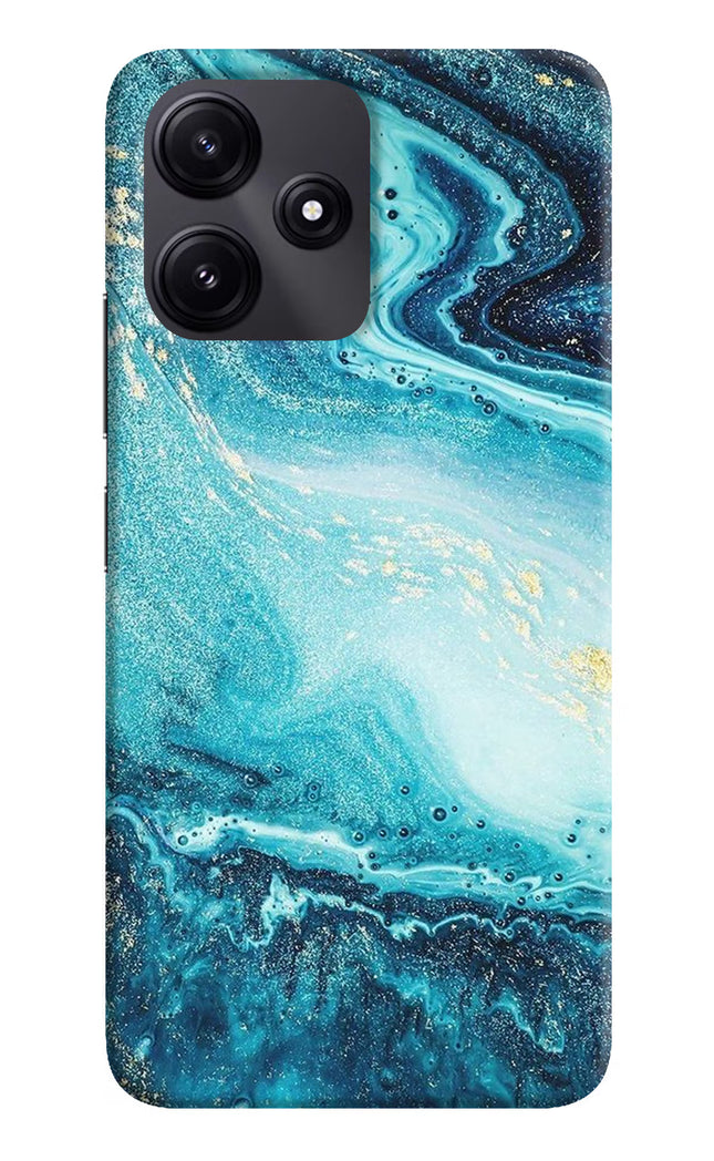 Blue Glitter Marble Poco M6 Pro 5G Hard Case Back Cover by Casekaro