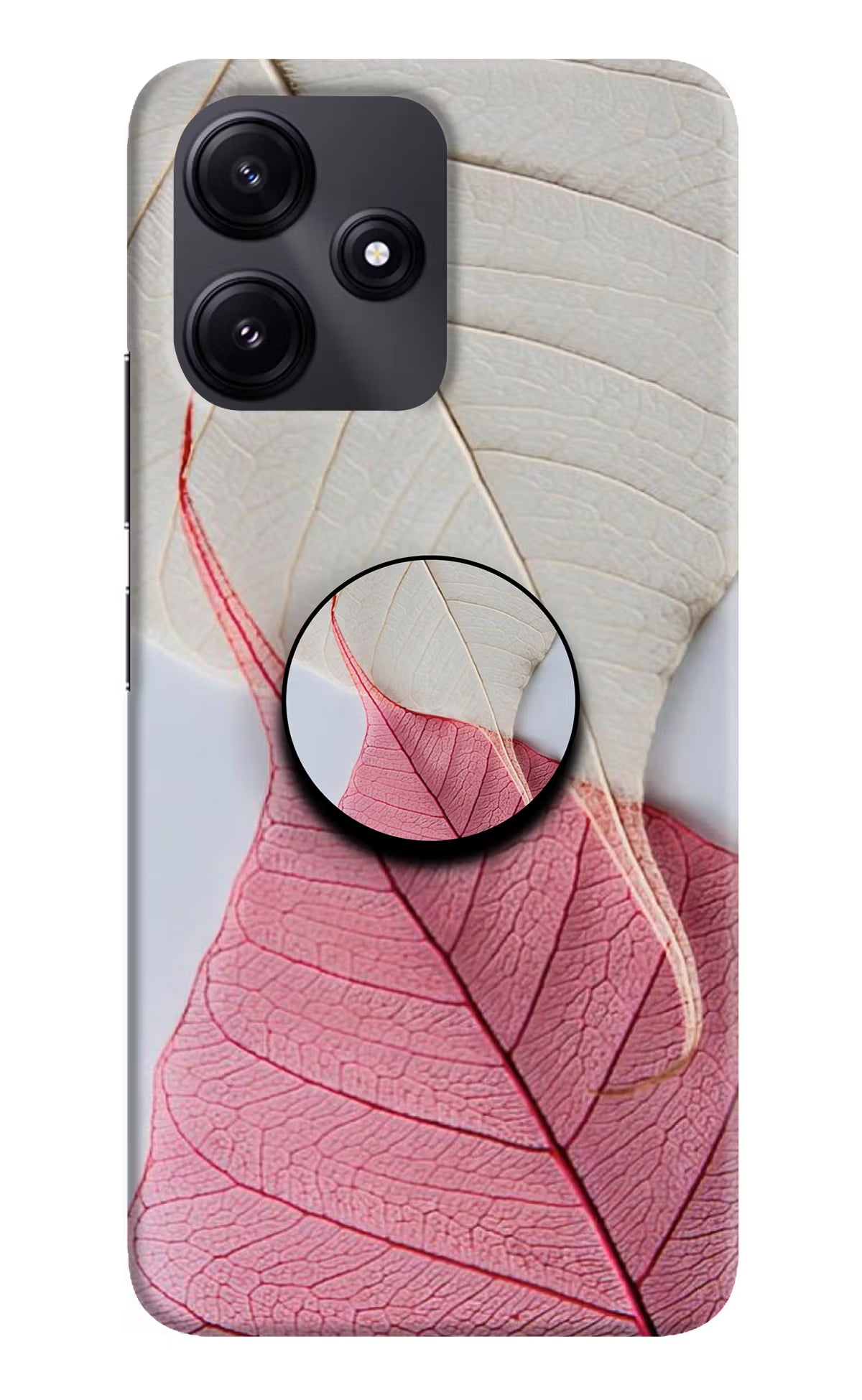 White Pink Leaf Poco M6 Pro 5G Pop Case by Casekaro